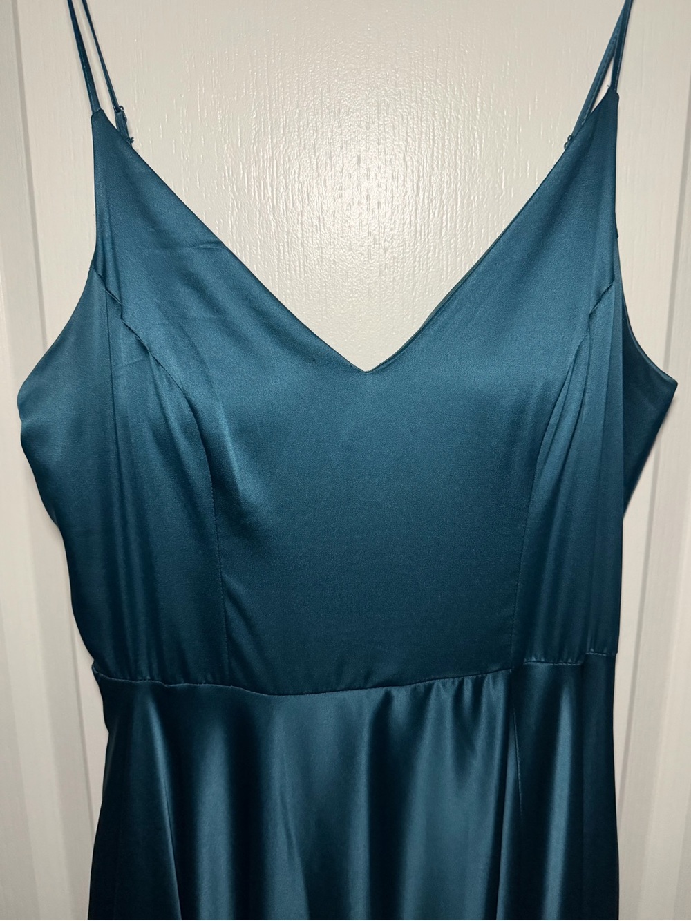 B Darlin Teal Satin Slip Chemise